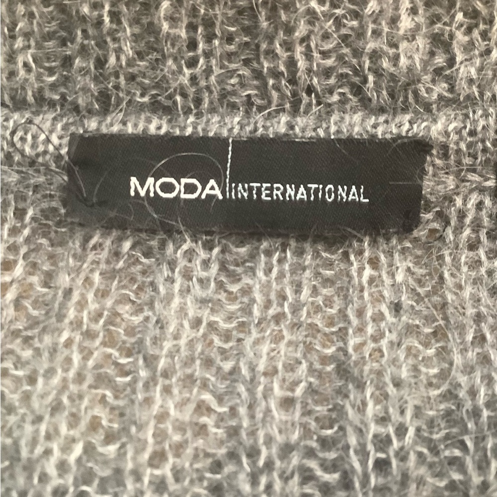 MODA INTERNATIONAL Vintage Mohair Blend Ribbed Duster Cardigan Gray M - Picture 11 of 14